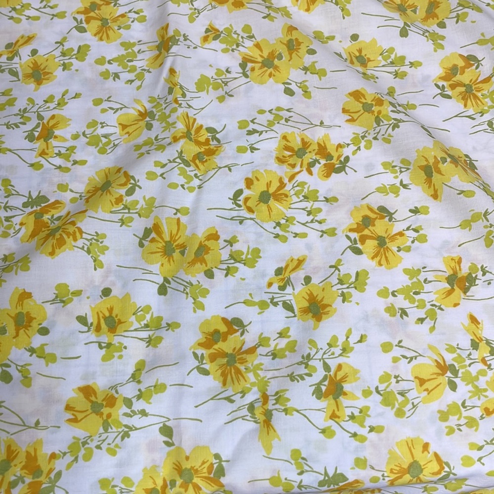 Vintage Morgan Jones seventies floral, yellow flowers, twin flat sheet or fabric